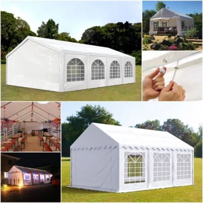 TOOLPORT Pavillon 3x2-6x12m Festzelt Partyzelt Gartenzelt Unterstand PE PVC mit Fenstern