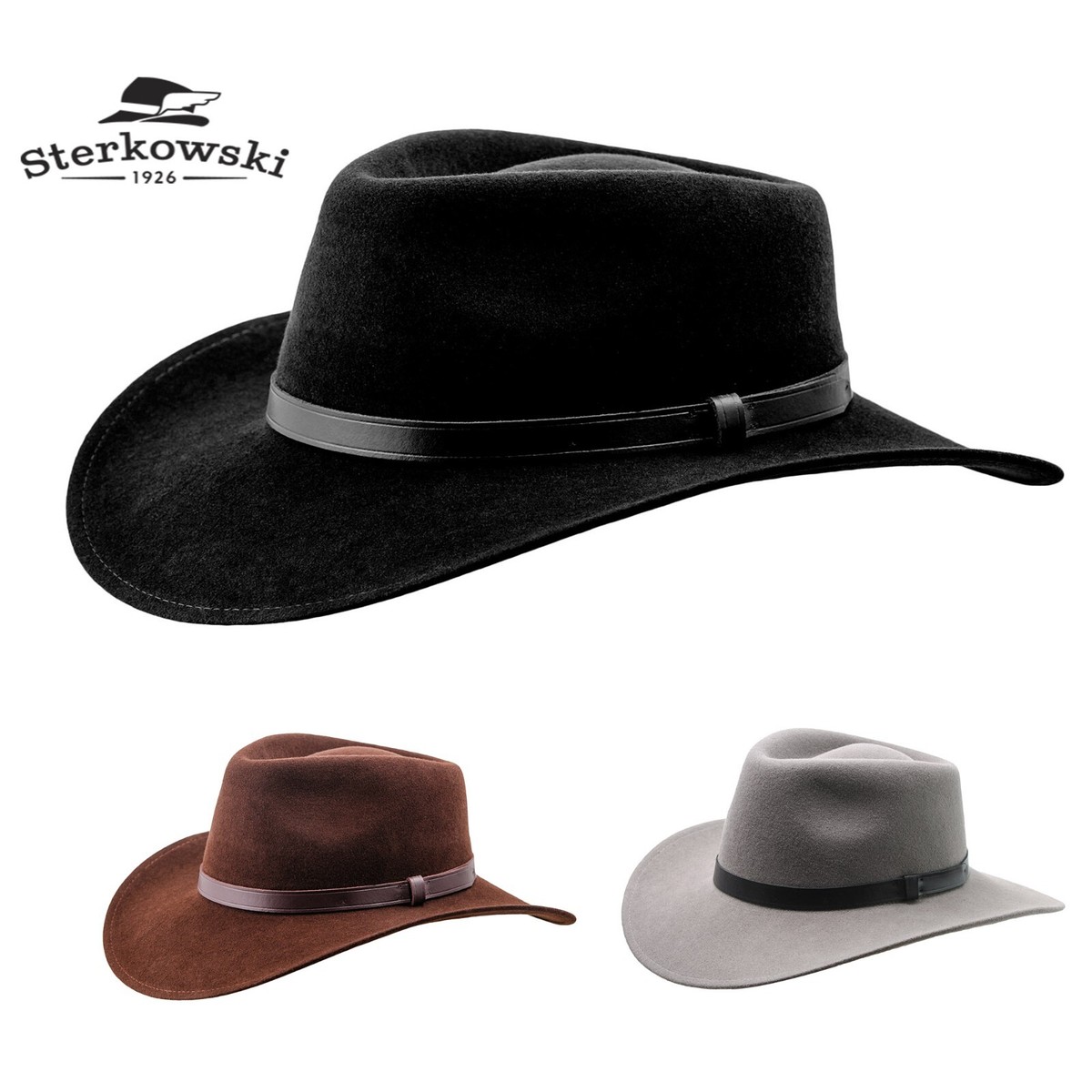 Sterkowski SHARPS Wool Fedora Hat Wide Brim Elegant Cowboy  display picture 1