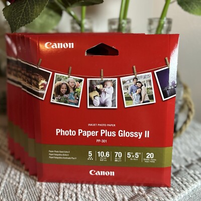 Canon Inkjet Photo Paper Plus Glossy II PP-301 5'' x 5'' 20 Sheets. Not A Set