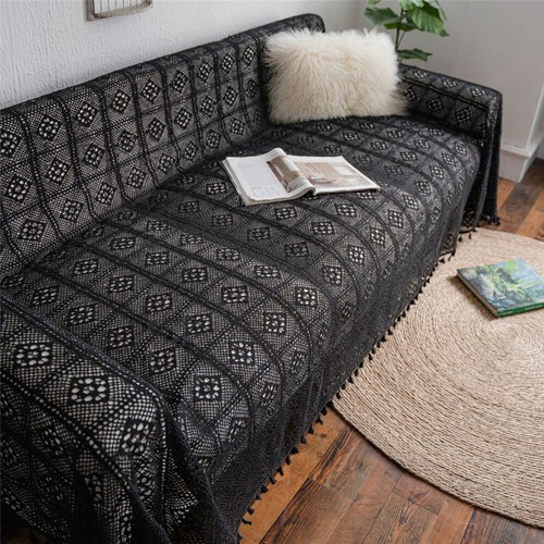 Boho Crochet Sofá Cubierta Manta Sofá Cubierta Sofá Cubierta Sofá Decoración - Imagen 37 de 47