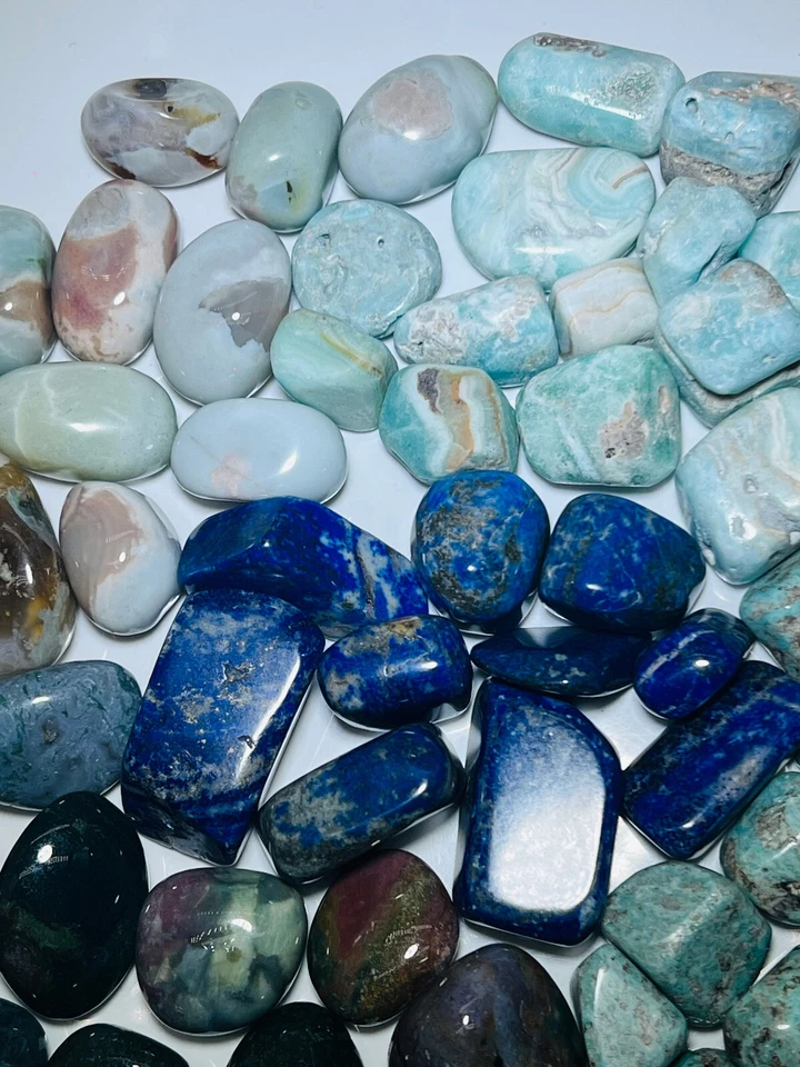 Trommelstein Set 1kg Natursteine Edelstein AAA Qualität Ajna Dritteauge Chakra - Bild 3 von 4