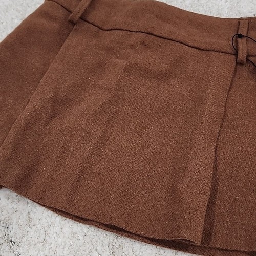 ZARA kids Pleated Skirt Lined Shorts • Size 10 Chocolate Mousse Wool Preppy New - Picture 5 of 9