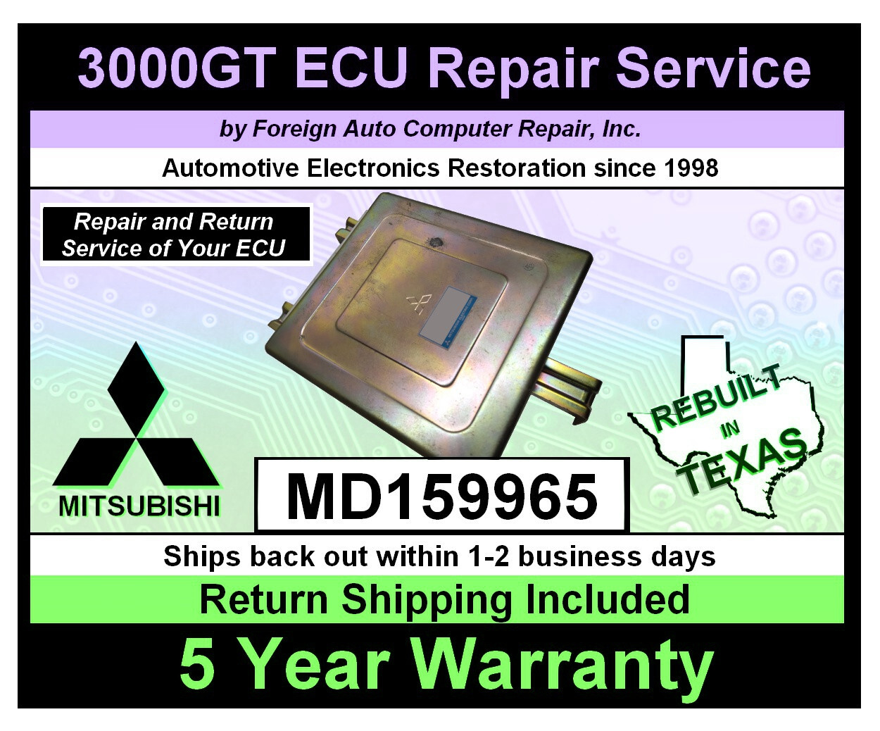 91-92 Mitsubishi 3000gt Dodge Stealth Vr4 Turbo ECU Engine 
