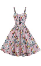 LaceLady Women's Boatneck Vintage Sleeveless Tea Dress Pleated Swing Party Sz XL