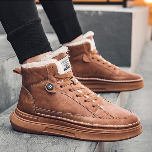 Para hombres Tenis de caña alta Cálidos Zapatos de Algodón Moda Coreana Informal Calzado Ropa Re - Imagen 17 de 26