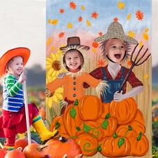 Thanksgiving Photography Backdrop Pumpkin Photo Background Fall Harvest Decor...