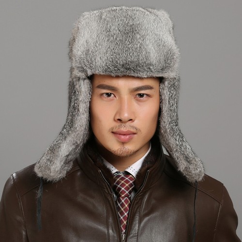 Uomo Coniglio Pelliccia Russo Cosacco Cappello Cacciatore Colbacco Aviatore  | eBay