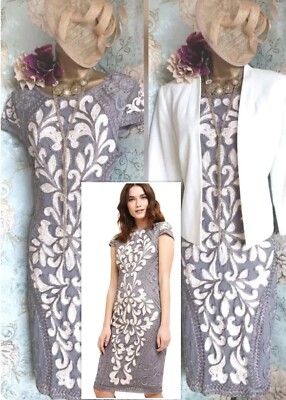 Phase eight perdy Tapework Grey White Wedding Ascot mother outfit Suit dress 16
