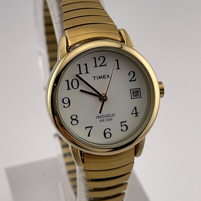 Timex Easy Reader Watch Womens Indiglo Date 25mm Case Stretch Bracelet Quartz