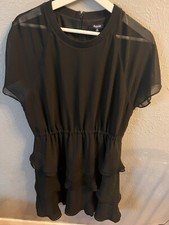 Madewell Radiant Dress Black B5768 Tiered Ruffle Women's SZ 10