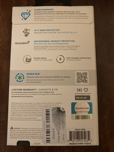 Speck Presidio Perfect Clear Case Apple iPhone 14 Pro Anti-Yellowing 5G Open Box - Bild 3 von 5