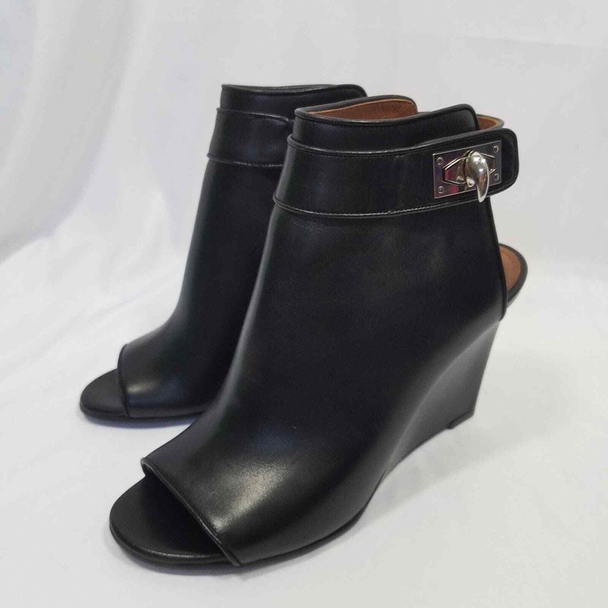 Givenchy Shark Lock Leather Wedge Booties Size