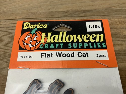 Vintage Darice Black Cat Halloween Flat Wood Cut Out Craft Supplies 9114-01 NOS - Picture 10 of 12