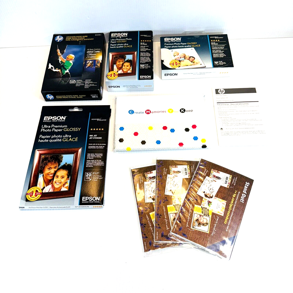 Bulk Glossy Photo Paper Assortment - Various Sizes & Weights for Epson HP Printers