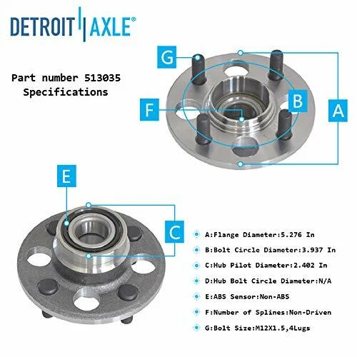 Cojinetes de rueda delantera bujes traseros para Honda Civic Del Sol 1992-2000 sin ABS Foto 3 de 4