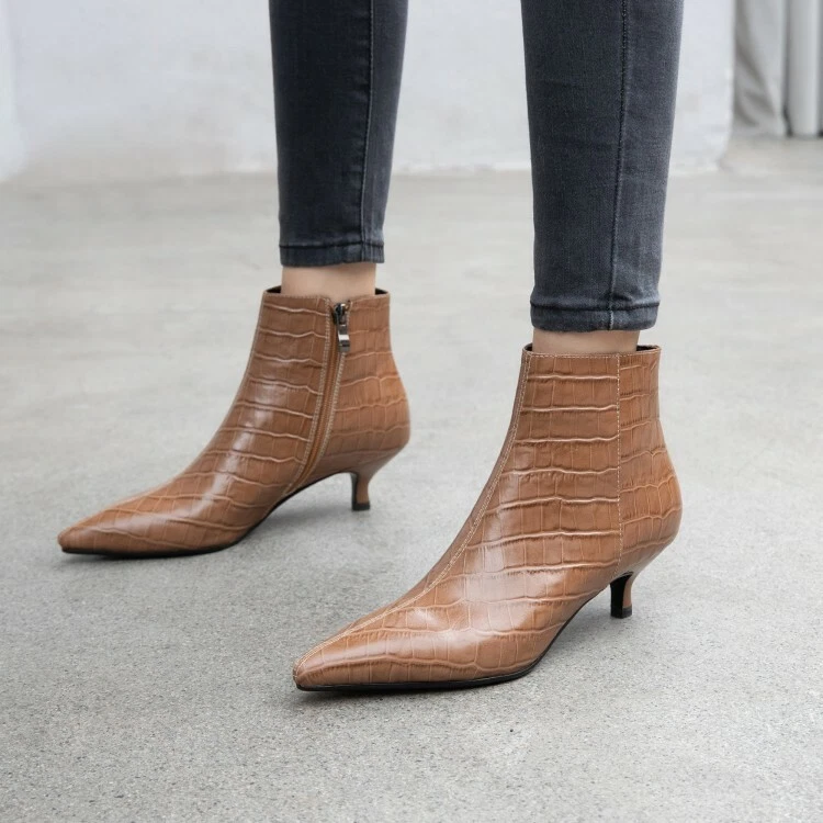 Kitten heel peep toe booties cheap