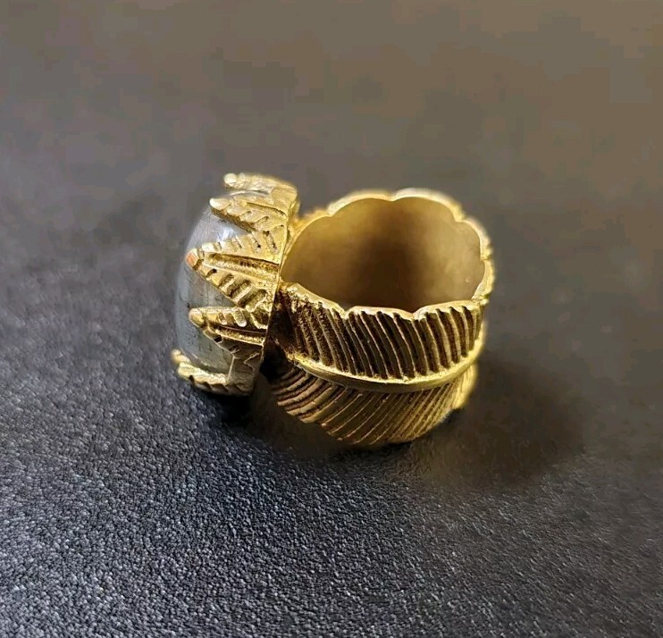 Brass Wrap Feather Labradorite Ring - image 2