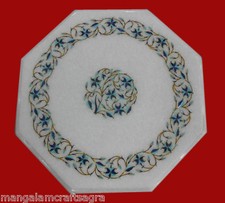 18" Side End Marble Table Top Semi Precious Stone Inlay Handmade Home Decor