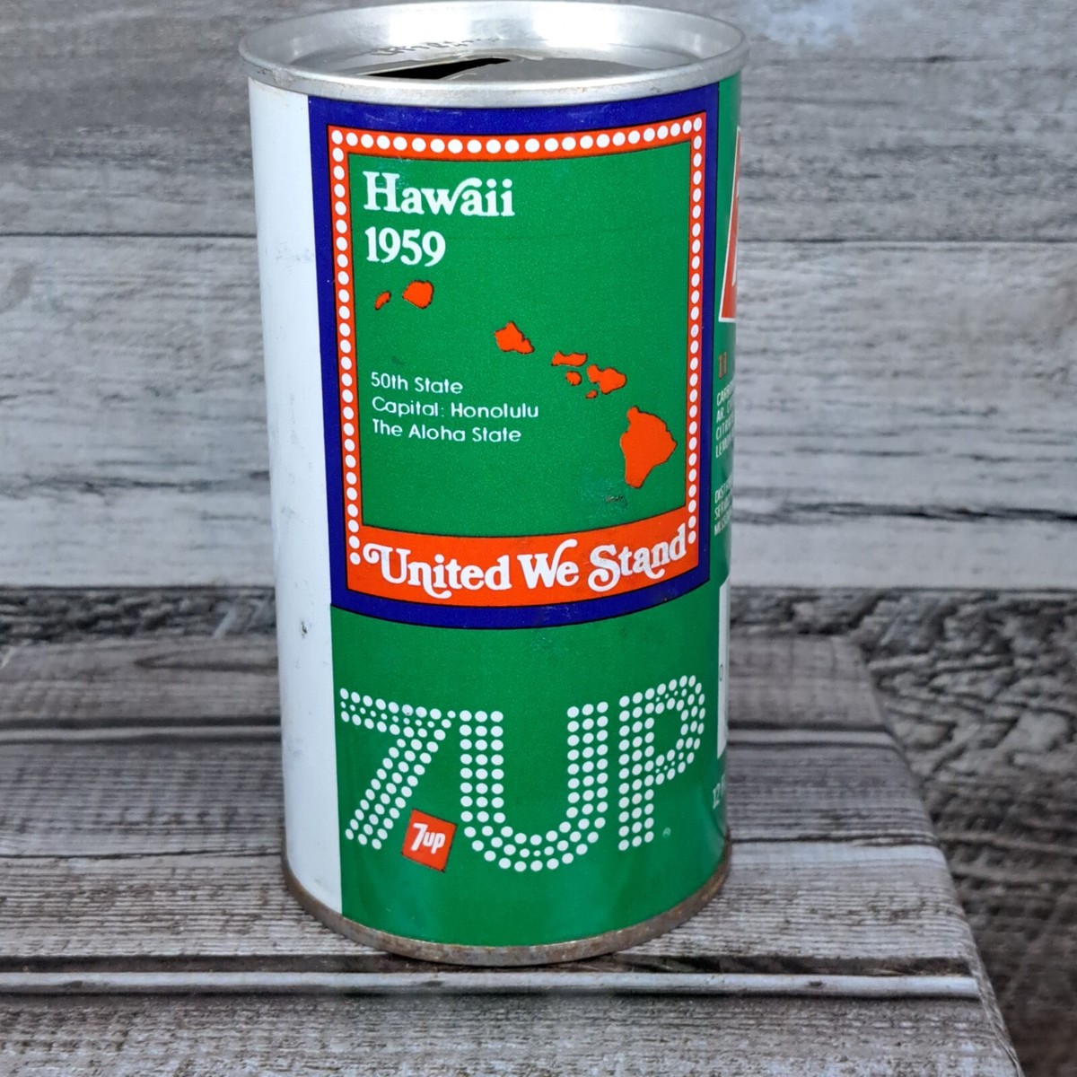 Vintage 1976 United We Stand 7UP Bicentennial Year State Can #11