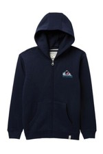 Quiksilver Boy's L/14 Swell Vision Long Sleeve Hoodie Zipper Zip Sweatshirt Navy