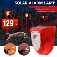 Solar Power Motion Sensor Sound Light Alarm Dog Barking Gunshots Repeller Garden
