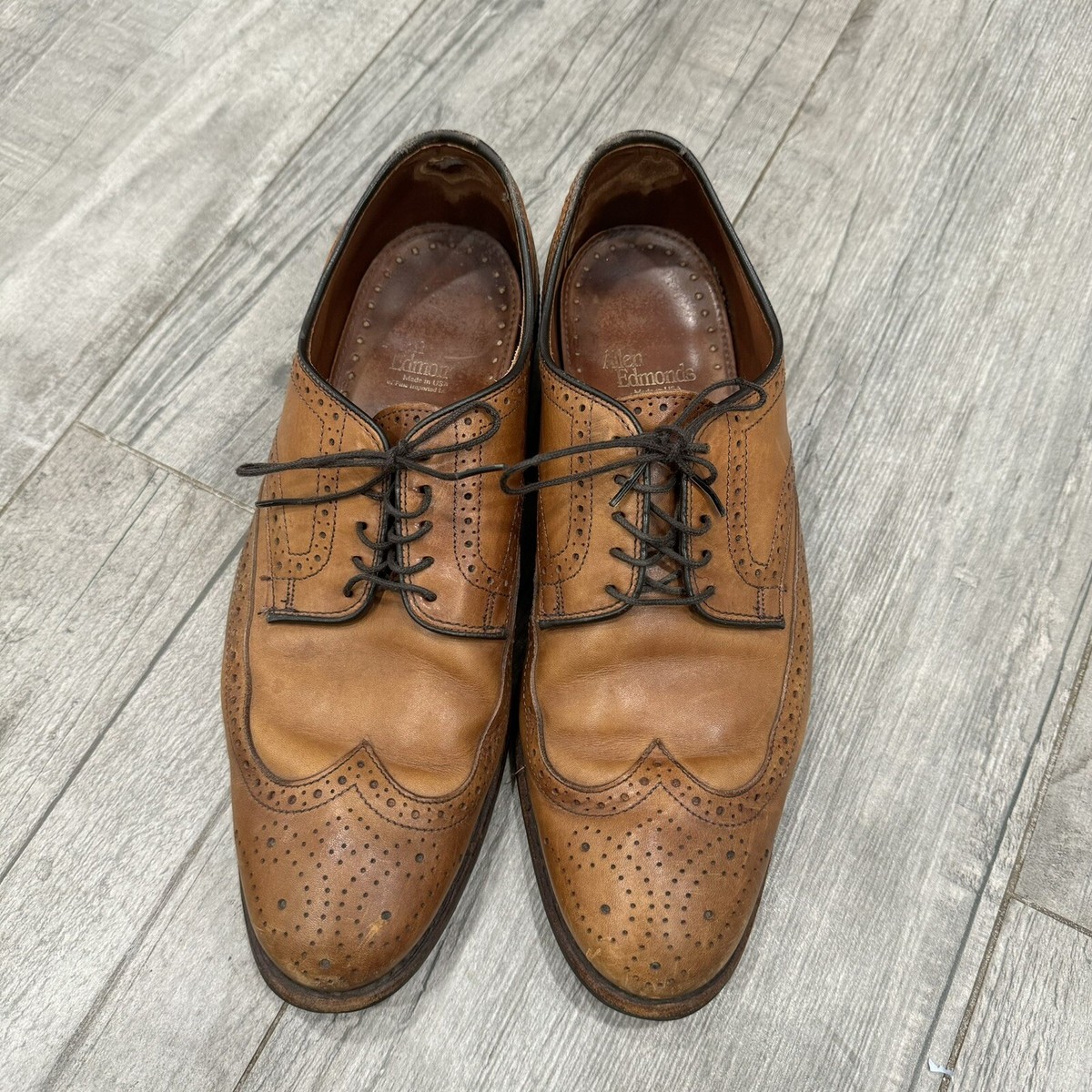Allen Edmonds Lombard Wingtip Shoe Men 8,5 D Burgundy Brogue Leather Made In US Wingtip Shoes | Allen Edmonds main image 2