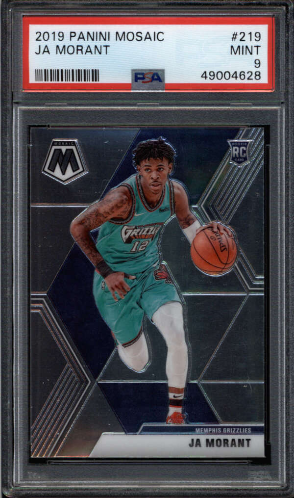 JA MORANT 2019/20 PANINI MOSAIC #219 PSA 9 MINT BASE ROOKIE RC