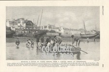 BRITTANIA FRANCIA CONCARNEAU PESCA BARCA SARDINA C 1926 FOTO ILLUSTRAZIONE STAMPA 