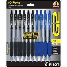 Pilot G2 Gel Ink Pen Pack of 10 Black Blue Long Lasting Smooth Writing