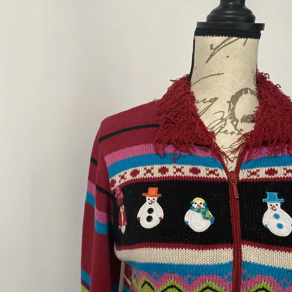 Karen Scott Deporte Navidad Vacaciones Mujer Cárdigan Suéter Pequeño Rojo Foto 2 de 4
