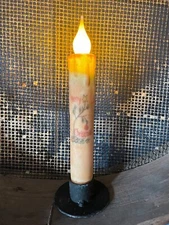 Primitive Handcrafted Christmas 7" Charlie Brown Tree Led Timer Taper Candle