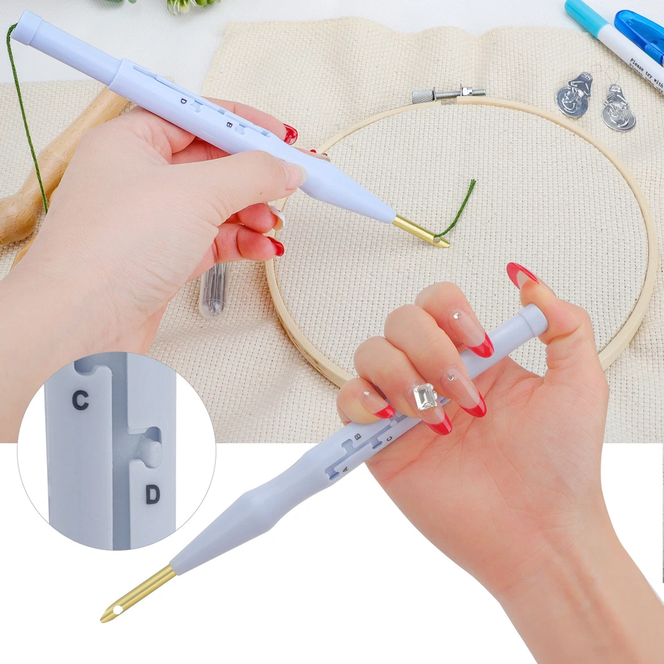 13pcs DIY Magic Embroidery Pen Set Punch Needle Stitching Sewing Craft Tool - Image 4 of 4