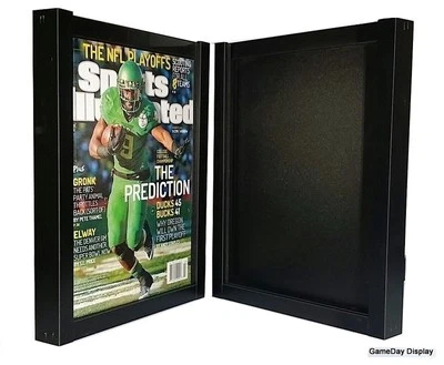 GAMEDAY DISPLAY MAGAZINE SPORTS ILLUSTRATED DISPLAY FRAME CASE BLACK SHADOW BOX LOT OF 2