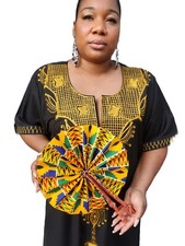 African Fan/African Fabric Fan/Ankara Fan/Leather Folding Fan/ Wedding fan.