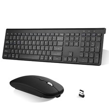 Plug  Play Compact Rechargeable Wireless Bluetooth  2.4Ghz Full Size Keyboard