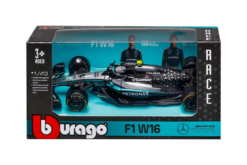 Modellino Kimi Antonelli Mercedes W16 F1 2025 Scala 1/43 Burago - Immagine 2 di 3