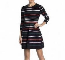 Vince Camuto Sweater Dress Sz XL Striped Knitted Fall Wear Americana Vibes