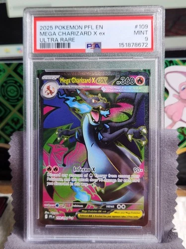 2025 POKEMON PFL EN-PHANTASMAL FLAMES ULTRA RARE #109 MEGA CHARIZARD X EX PSA 9
