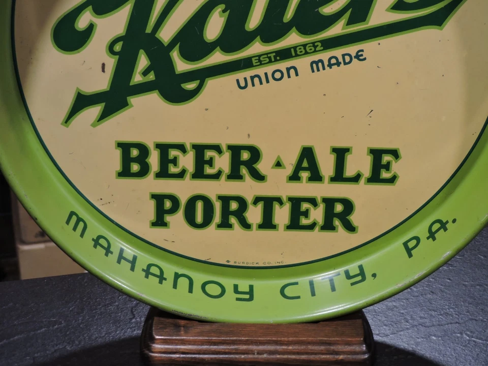 ПИВО KAIER'S * ЭЛЬ * ПОРТЕР CHAS D. KAIER MAHANOY CITY, PA. 12-ДЮЙМОВЫЙ СЕРВИРОВОЧНЫЙ ПОДНОС ДЛЯ БАРА - Изображение 3 из 4