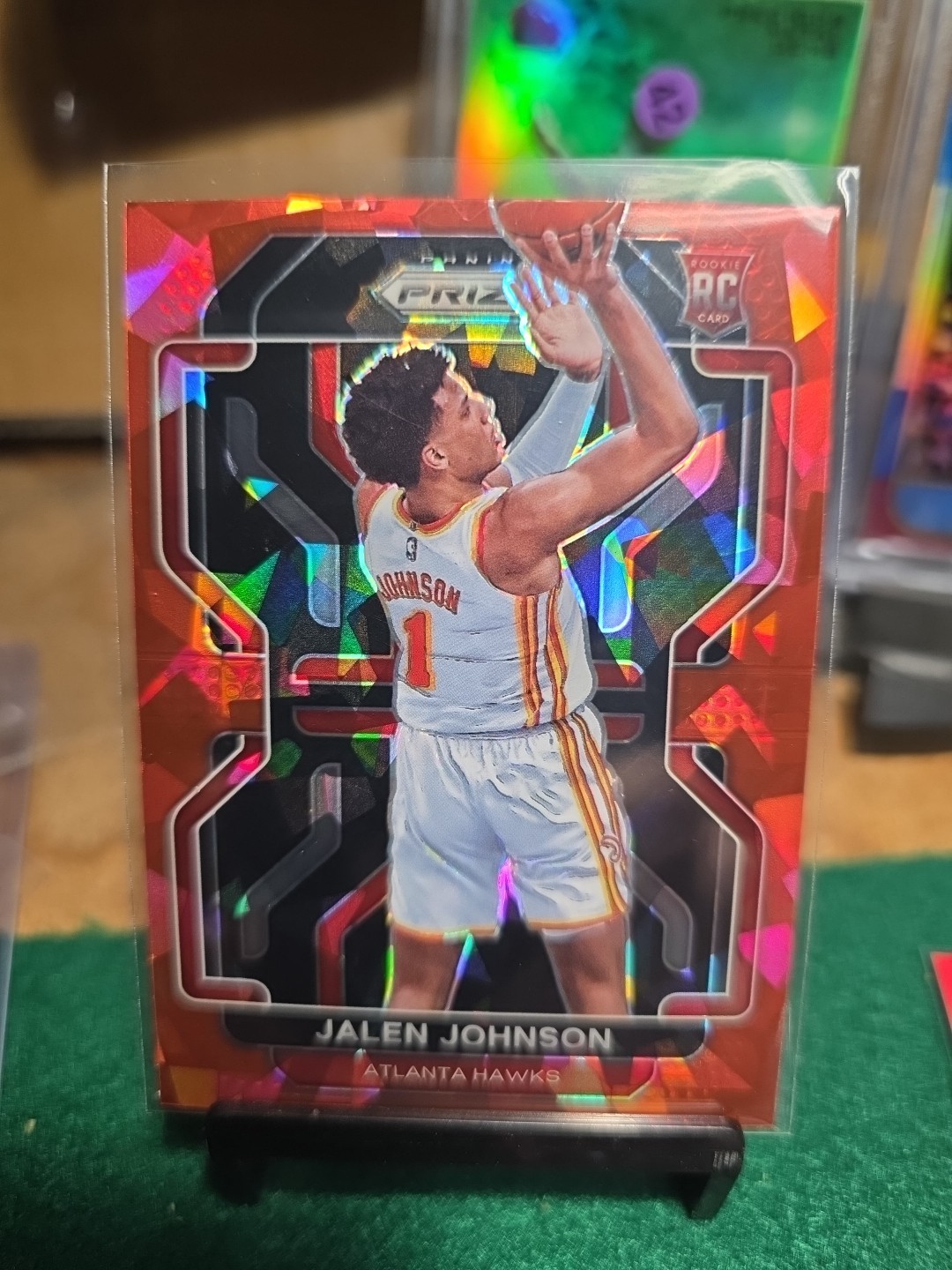 2021 Panini Prizm #305 JALEN JOHNSON Red Cracked Ice Rookie RC