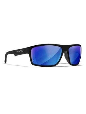 WILEY X WX  Z87-24 BLACK AUTHENTIC FRAMES SUNGLASSES Blue Mirror Lenses PEAK