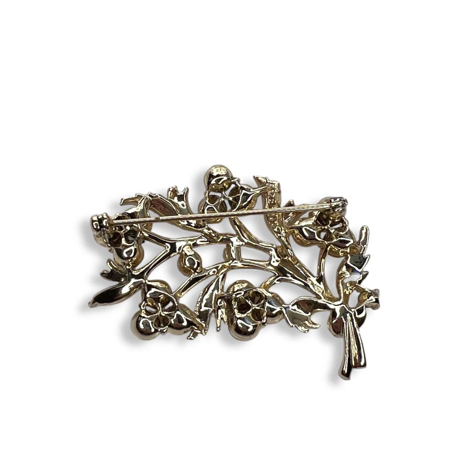 Vintage Lisner Brooch Aurora Borealis Stones Flower Bouquet Gold Tone Signed 50s - Image 4 of 4