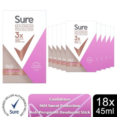 Sure Women Maximum Anti-Transpirant Deodorant Creme Stick Confidence 45ml, 18 Stück