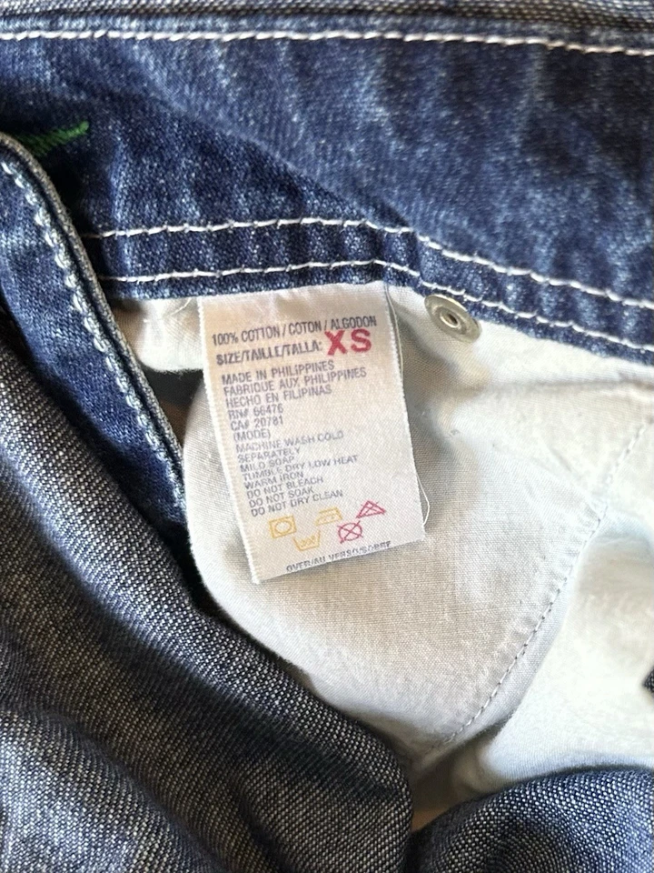 Macacão vintage anos 90 Tommy Hilfiger XS logotipo alça jeans masculino carpinteiro ano 2000  - Imagem 4 de 4