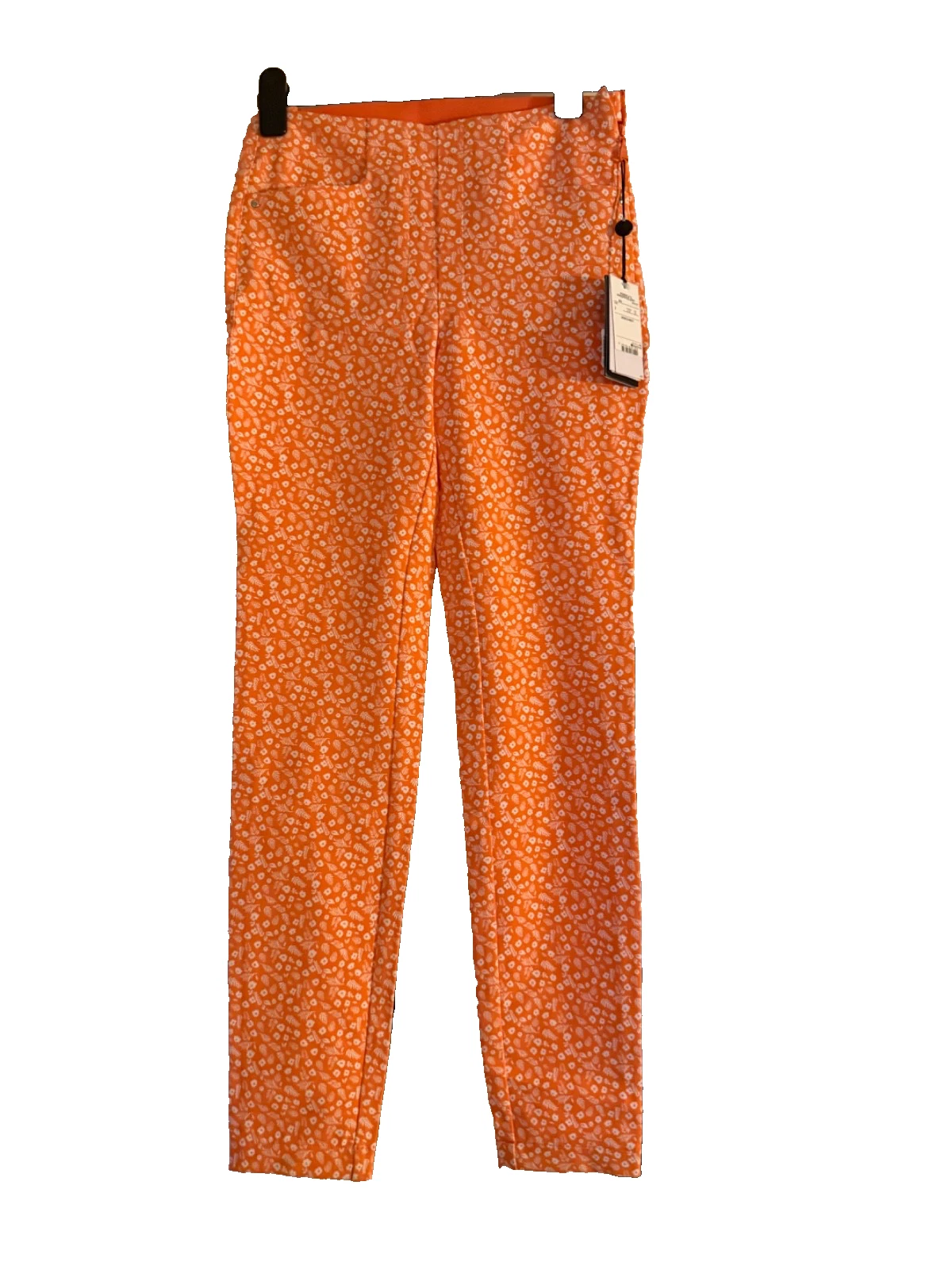 RLX Ralph Lauren Golf Trousers Women's Orange Stretch Floral Pockets UK6 BNWT
