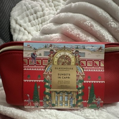 Glasshouse Fragrances Sunsets in Capri Red Zipper Makeup Bag