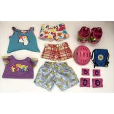 Build A Bear BABW Girls Clothing Huge Lot Roller Skates Helmet Tops Shorts Bag