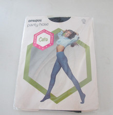 Vtg NOS Opaque Panty Hose CATO 397 Pet/Med 5 '-5'5" BLACK
