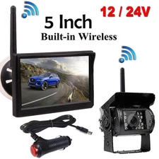 Wireless 5" Car Monitor Reversing Rear View Camera System for RVs Truck Trailer