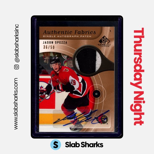 2005 SP GAME USED #AAP-SP JASON SPEZZA AUTHENTIC FABRICS PATCH AUTO /50
